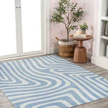 Maze Abstract Two-Tone Low-Pile Machine-Washable Area Rug